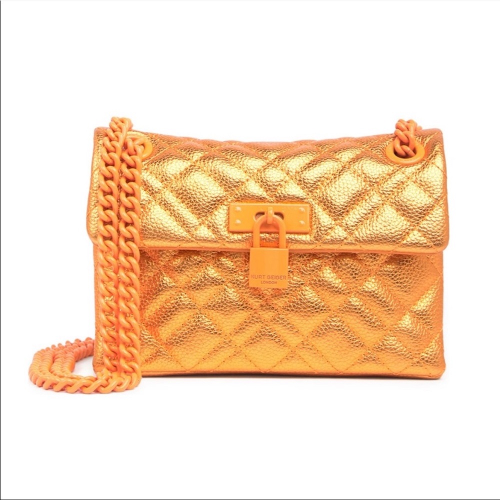 Kurt Geiger Orange metallic Mini Brixton Bag